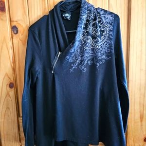 Black long Katydid cardigan with bling